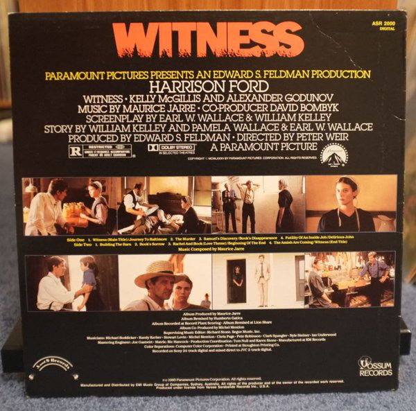 Maurice Jarre : Witness (Original Motion Picture Soundtrack) (LP, Album)