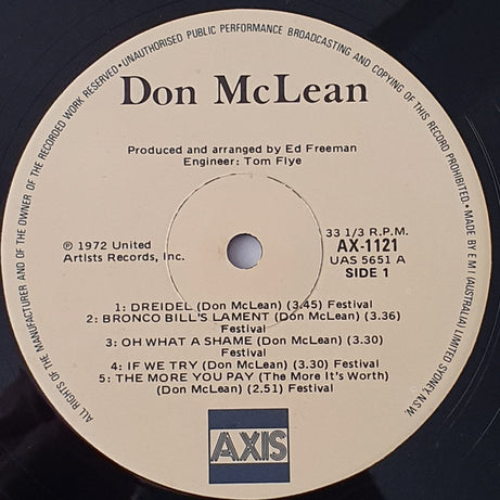 Don McLean : Don McLean (LP, Album, RE)