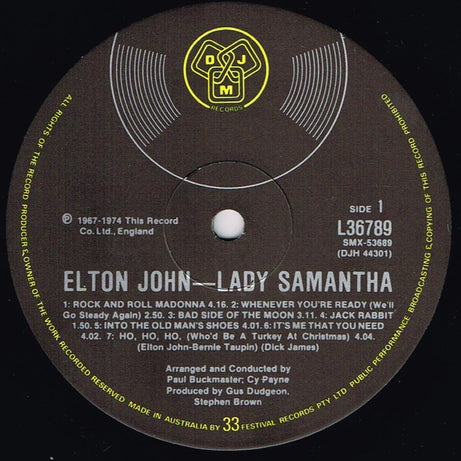 Elton John : Lady Samantha (LP, Comp)