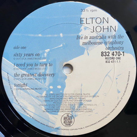 Elton John With The Melbourne Symphony Orchestra* : Live In Australia (2xLP, Album, Gat)