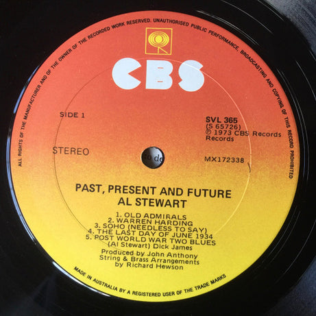 Al Stewart : Past, Present & Future (LP, Album, RP)