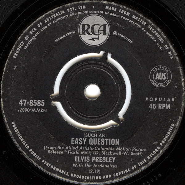 Elvis Presley : (Such An) Easy Question (7", Single)
