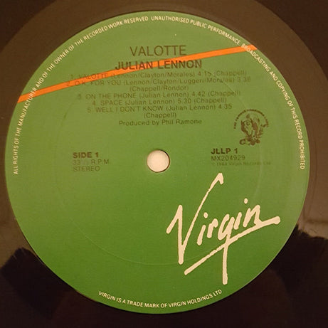 Julian Lennon : Valotte (LP, Album)