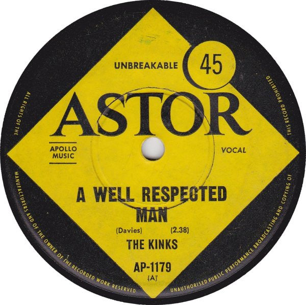 The Kinks : A Well Respected Man (7", Single)