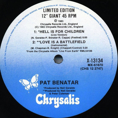 Pat Benatar : Love Is A Battlefield (12", Single, Ltd)