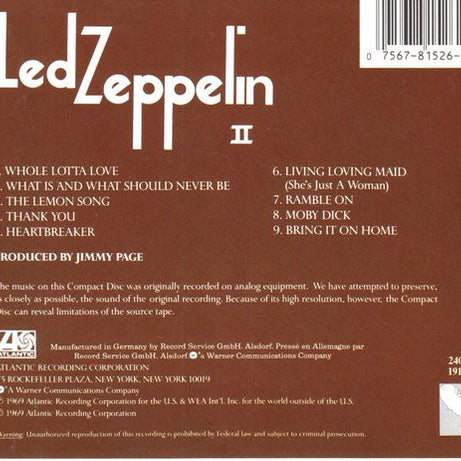 Led Zeppelin : Led Zeppelin II (CD, Album, RE)