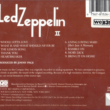 Led Zeppelin : Led Zeppelin II (CD, Album, RE)