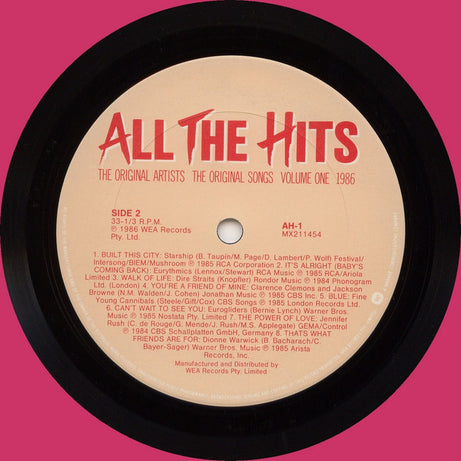 Various : All The Hits - The Original Artists - The Original Songs - Volume One 1986 (LP, Comp)