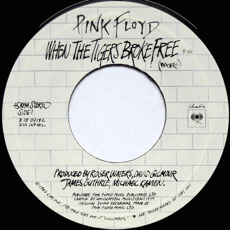 Pink Floyd : The Wall (Music From The Film) (7", Single, Styrene, Gat)