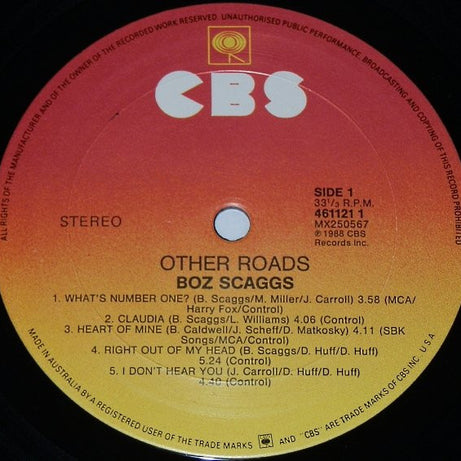 Boz Scaggs : Other Roads (LP, Album)