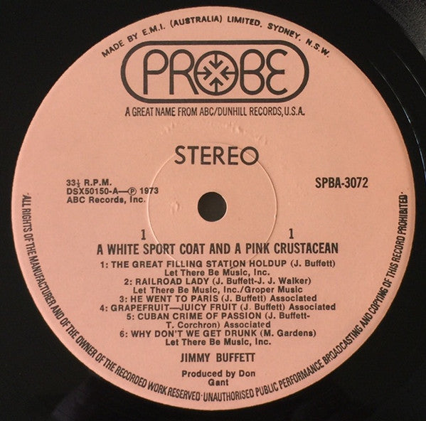 Jimmy Buffett : A White Sport Coat And A Pink Crustacean (LP, Album)