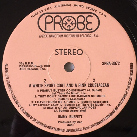 Jimmy Buffett : A White Sport Coat And A Pink Crustacean (LP, Album)