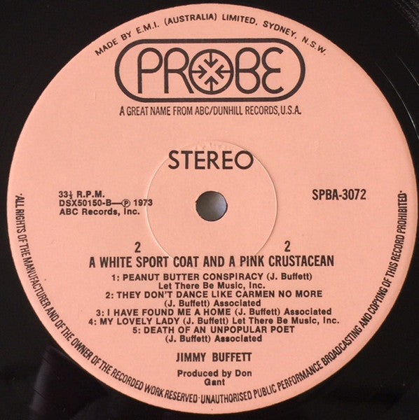 Jimmy Buffett : A White Sport Coat And A Pink Crustacean (LP, Album)