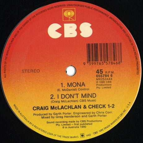Craig McLachlan And Check 1-2* : Mona (12", Single)