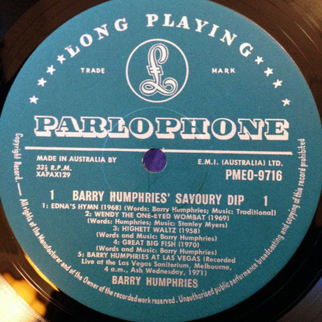 Barry Humphries : Savoury Dip (LP, Album, Mono)