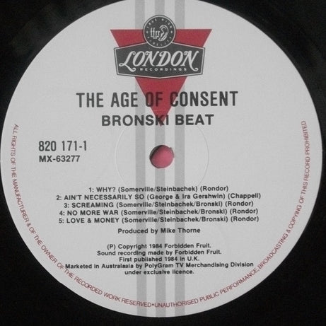 Bronski Beat : The Age Of Consent (LP, Album)