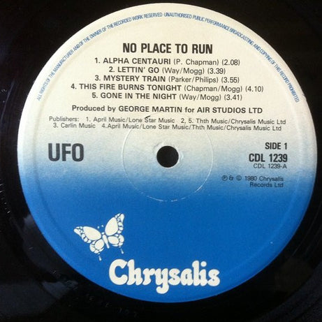 UFO (5) : No Place To Run (LP, Album, Yel)