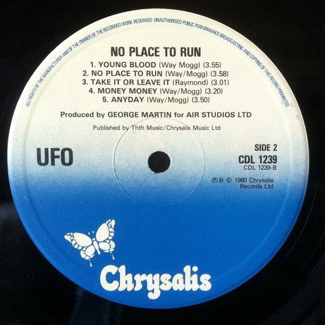UFO (5) : No Place To Run (LP, Album, Yel)