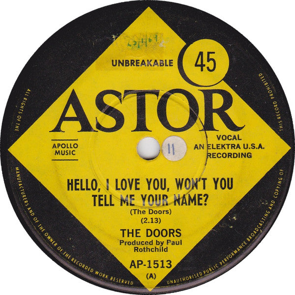 The Doors : Hello, I Love You, Won't You Tell Me Your Name? (7", Single)