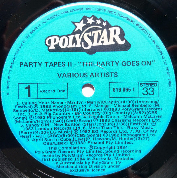 Various : Party Tapes Volume 2: The Party Goes On (2xLP, Comp)