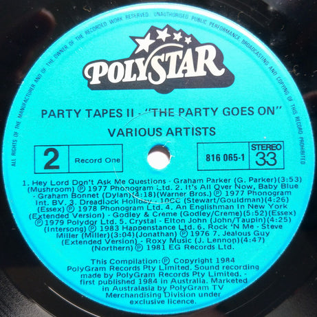 Various : Party Tapes Volume 2: The Party Goes On (2xLP, Comp)