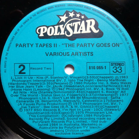 Various : Party Tapes Volume 2: The Party Goes On (2xLP, Comp)