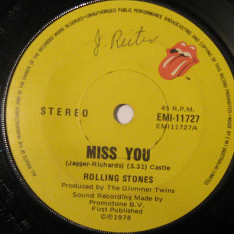 The Rolling Stones : Miss You  (7", Single)