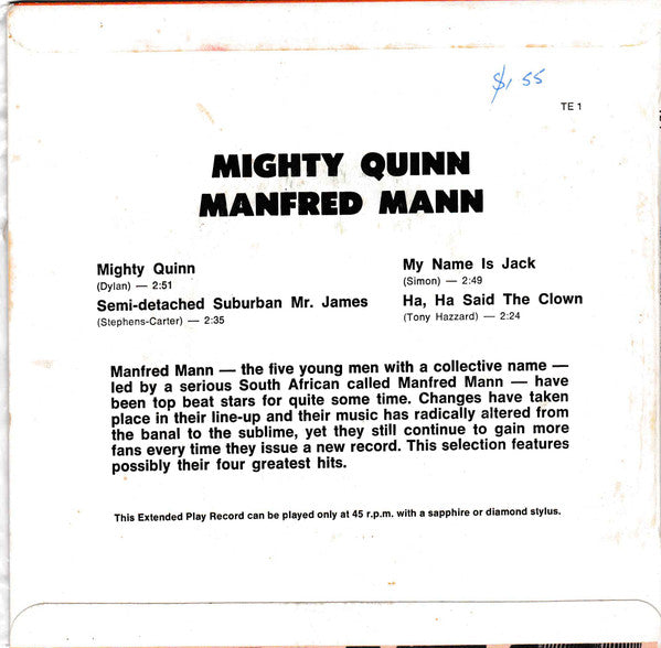 Manfred Mann : Mighty Quinn (7", EP)
