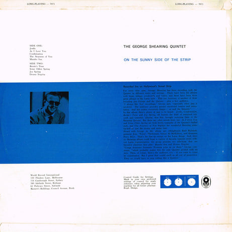 The George Shearing Quintet : On The Sunny Side Of The Strip (LP, Album, Club)