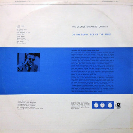 The George Shearing Quintet : On The Sunny Side Of The Strip (LP, Album, Club)