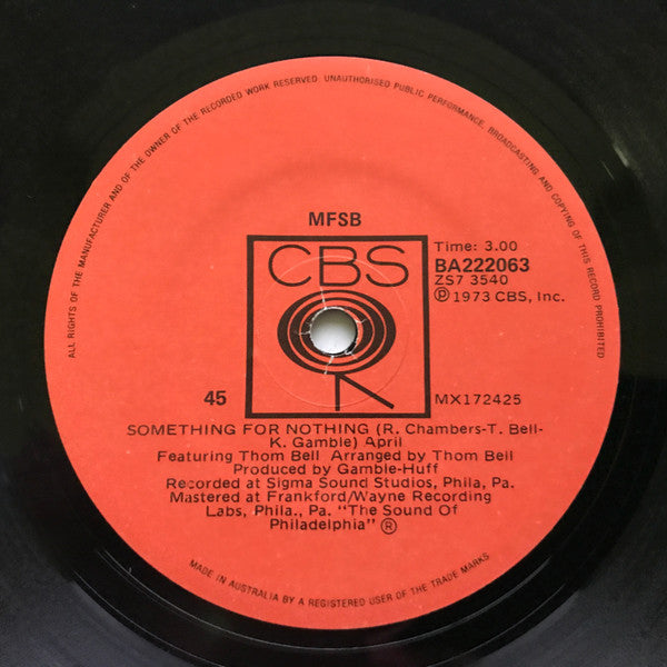 MFSB Featuring The Three Degrees : TSOP (The Sound Of Philadelphia) (7", Single)