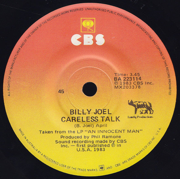 Billy Joel : Uptown Girl (7", Single)