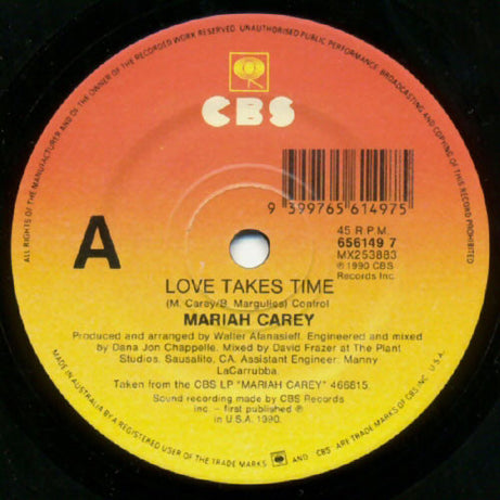 Mariah Carey : Love Takes Time (7", Single)