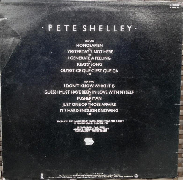 Pete Shelley : Homosapien (LP, Album)
