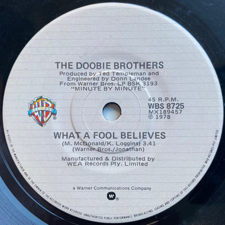 The Doobie Brothers : What A Fool Believes (7", Single)