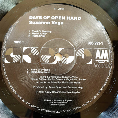 Suzanne Vega : Days Of Open Hand (LP, Album)