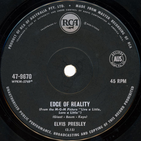 Elvis Presley : Edge Of Reality (7", Single)