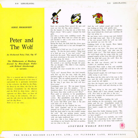 Sergei Prokofiev : Peter And The Wolf (10", Mono, Club, RE)