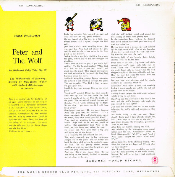 Sergei Prokofiev : Peter And The Wolf (10", Mono, Club, RE)