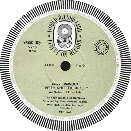 Sergei Prokofiev : Peter And The Wolf (10", Mono, Club, RE)