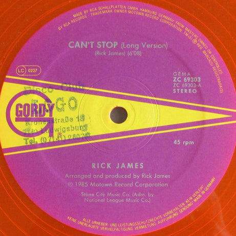 Rick James : Can't Stop (12", Maxi, Red)