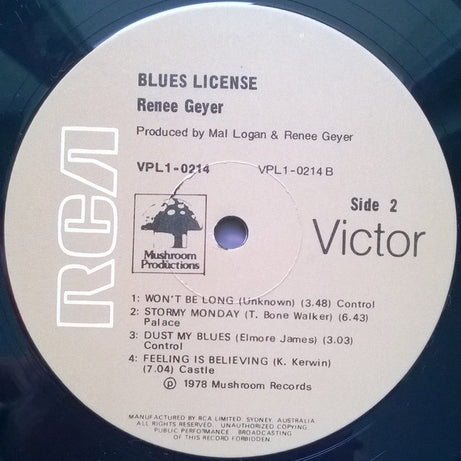 Renee Geyer : Blues License (LP, Album)