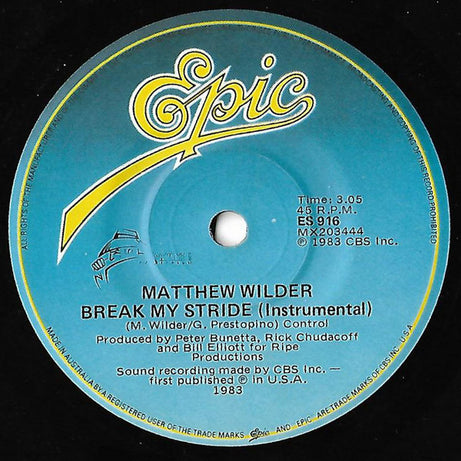 Matthew Wilder : Break My Stride (7", Single)