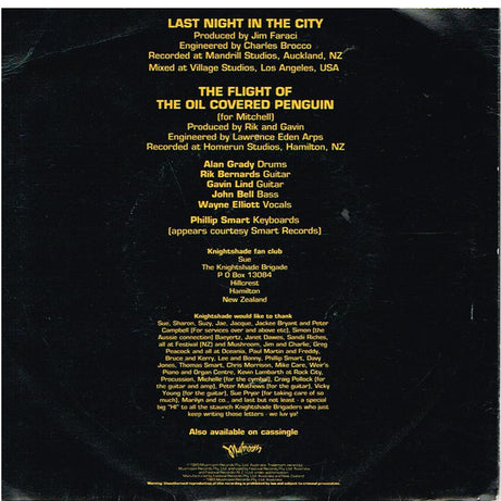 Knightshade : Last Night In The City (7", Single, Ltd)