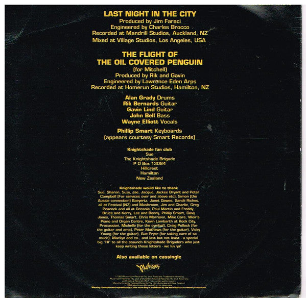 Knightshade : Last Night In The City (7", Single, Ltd)