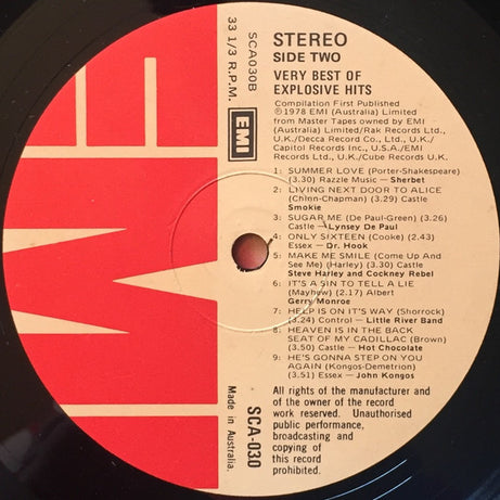 Various : Very Best Of Explosive Hits (LP, Comp)