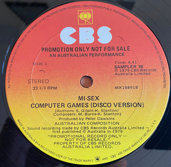 Mi-Sex : Computer Games (Disco Version) (12", S/Sided, Maxi, Single, Promo)