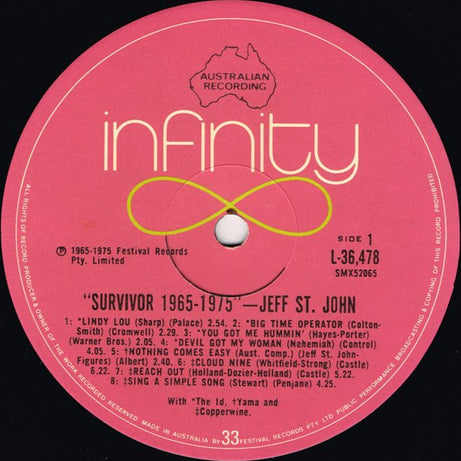 Jeff St. John : Survivor 1965-75 (LP, Comp)