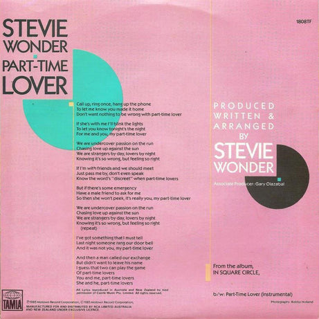 Stevie Wonder : Part-Time Lover (7", Single)