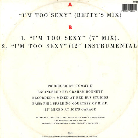 R ★ S ★ F* : I'm Too Sexy (12")